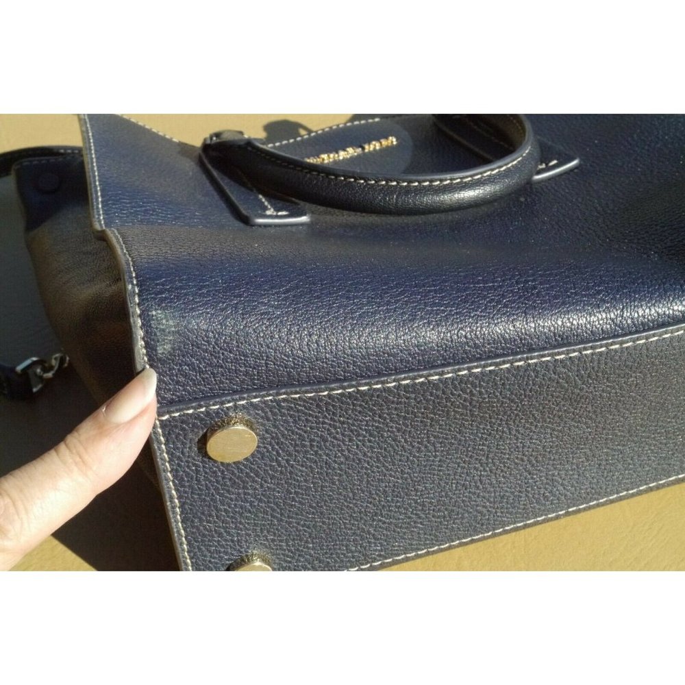 MICHAEL KORS Bag Alessa Medium Satchel Crossbody Pebbled Leather Admiral Blue - Picture 11 of 12
